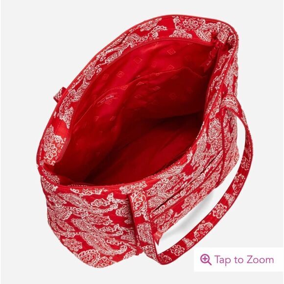 Vera Bradley Vera Large Tote Bag in Red/White Bandana NWT - Picture 3 of 4